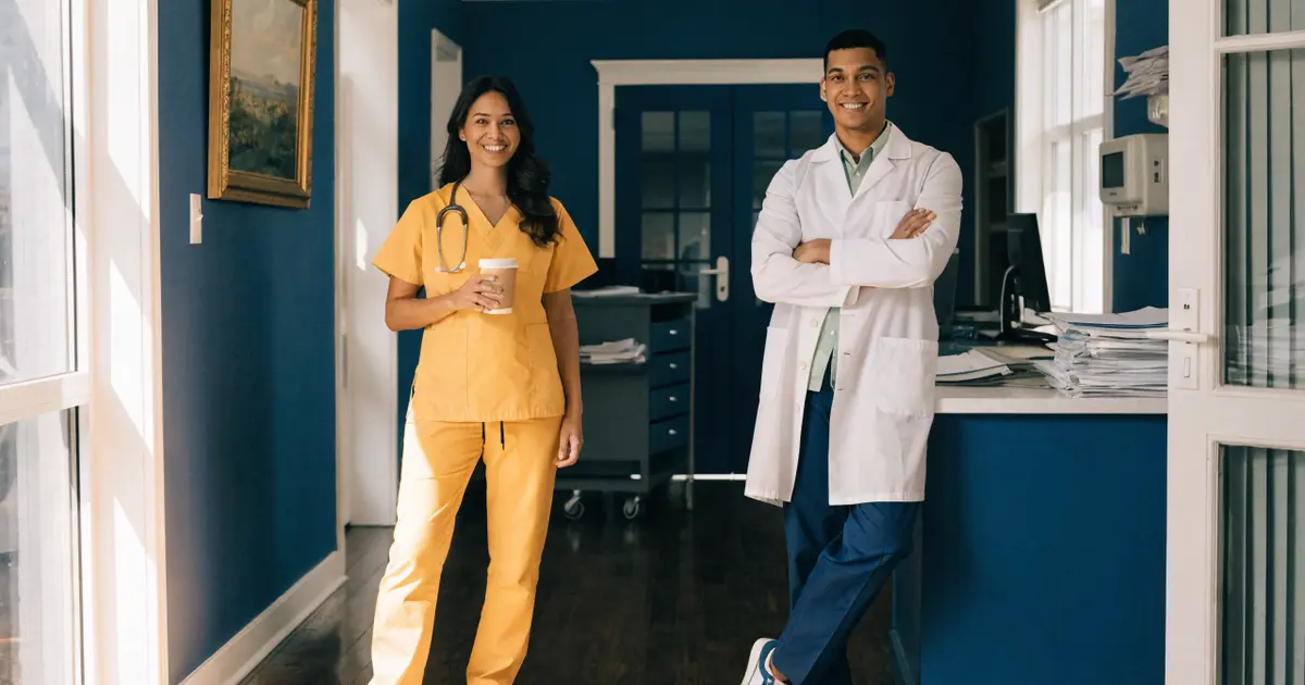Healthcare consulting team reviewing data